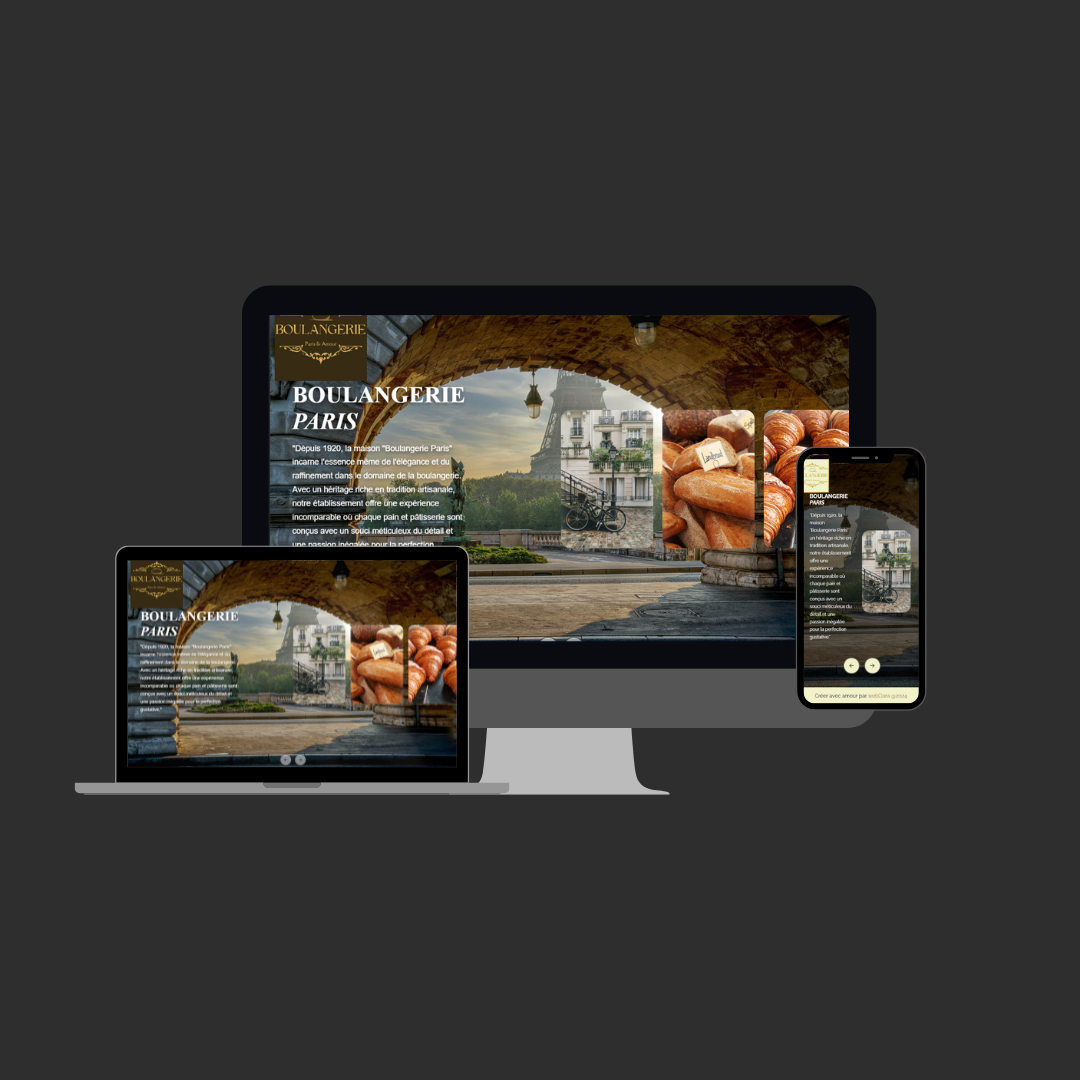 Capture d'écran du site de boulangerie